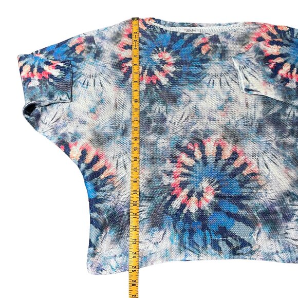 Luisa Ricci Boat Neck Sweater Womens Size L Blue Tie Dye Americana Boho Chic - Picture 11 of 12